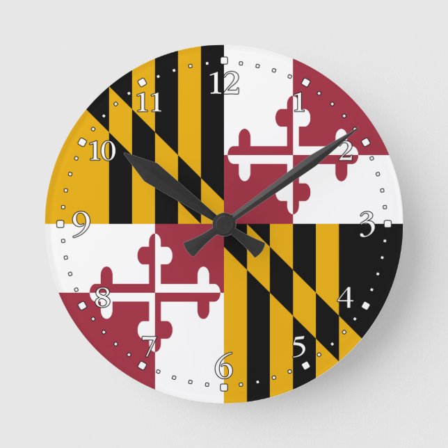 Maryland State Flag Round Clock (Front)