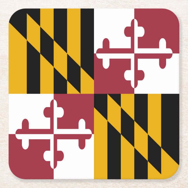 Maryland State Flag Square Paper Coaster (Front)