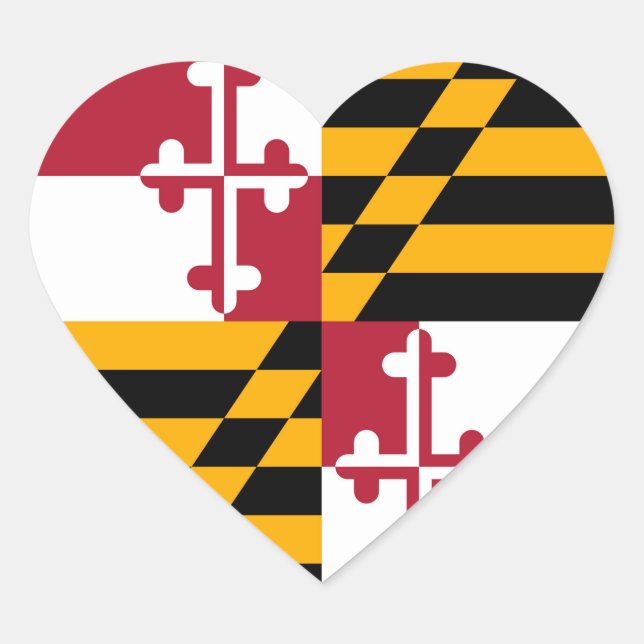 Maryland State Flag Style Decor Heart Sticker (Front)