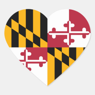 Maryland State Flag Style Decor Heart Sticker