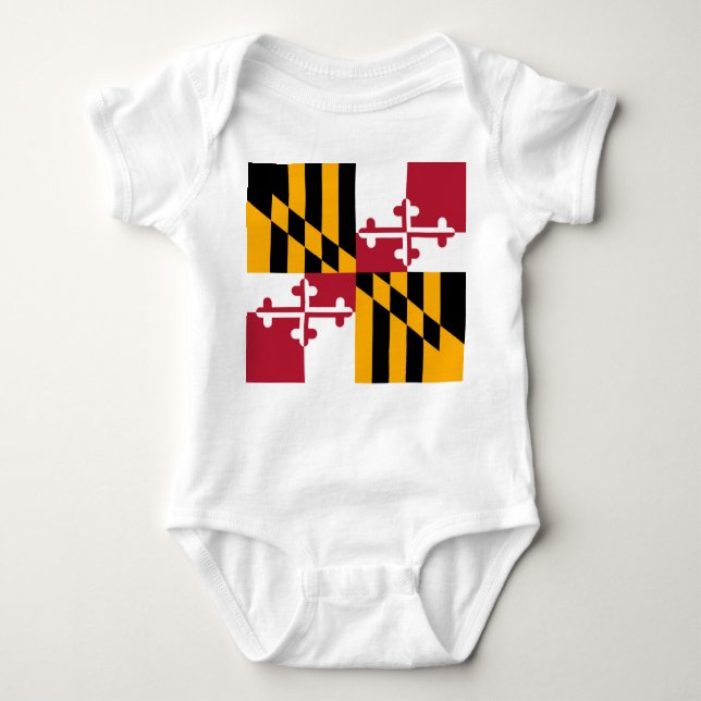Maryland State Flag Stylish Baby Bodysuit (Front)