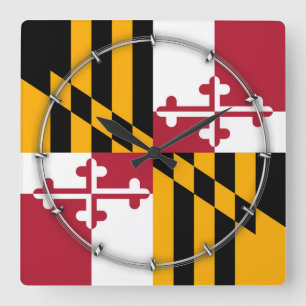Maryland State Flag Stylish Display Square Wall Clock