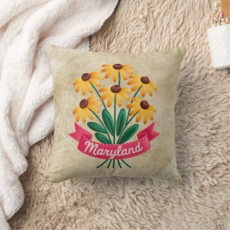 Maryland State Flowers Emblem Cushion