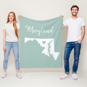 Maryland state map love home fleece blanket