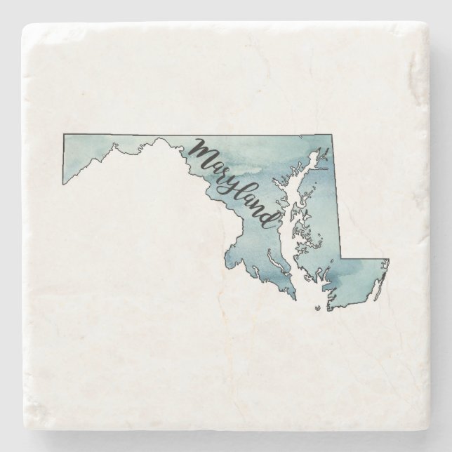 Maryland State Map Marble Stone Coaster (Front)
