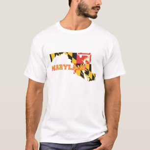 Maryland State Map Shaped Flag T-Shirt