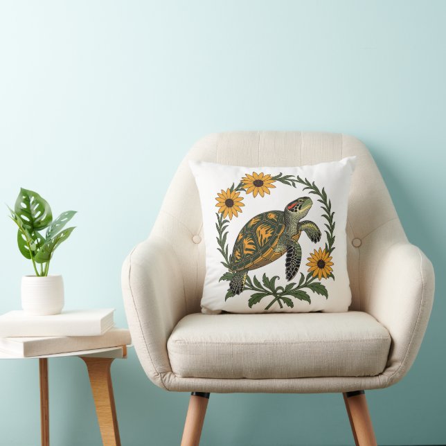 Maryland Terrapin And Black Eyed Susan Flowers Cushion (Chair)