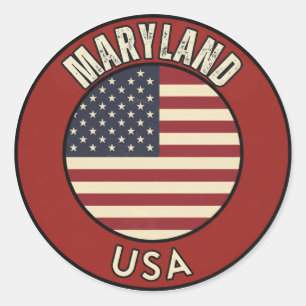 Maryland United States of America Classic Round Sticker