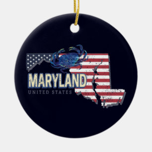 Maryland United States Retro State Map Vintage USA Ceramic Ornament