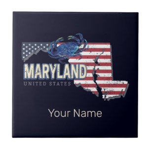Maryland United States Retro State Map Vintage USA Ceramic Tile