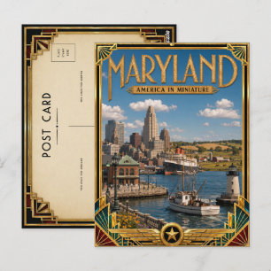 Maryland Vintage Art Deco Golden Age Postcard