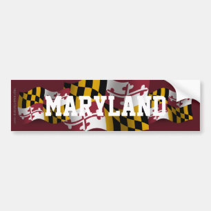 Maryland Waving Flag Bumper Sticker