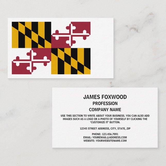 Marylander Flag, Flag of Maryland Business Card (Front/Back)