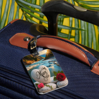 Mary's Heart stone Sunset Luggage Tag