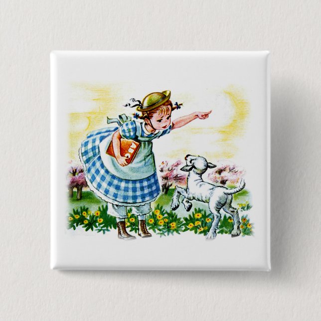 Mary's Lamb 15 Cm Square Badge (Front)