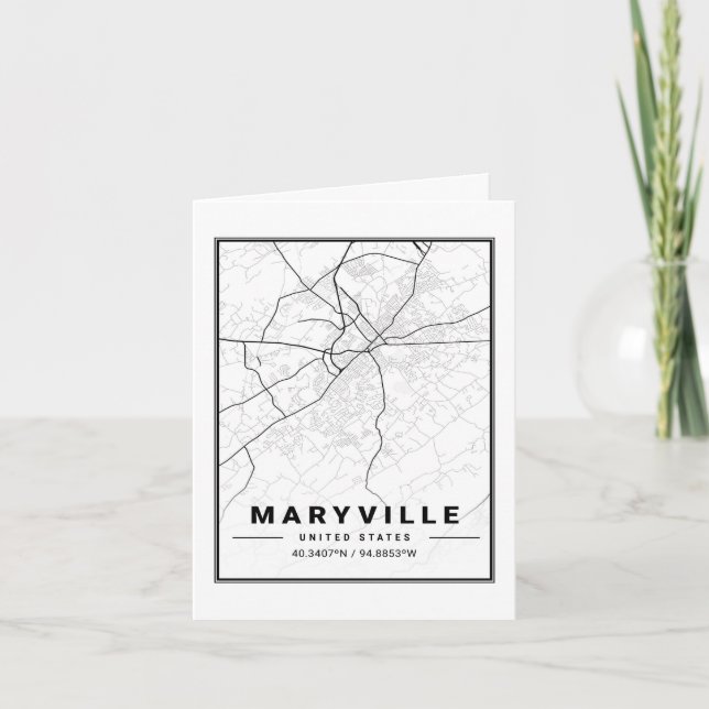 Maryville Tennessee USA Travel City Map Card (Front)