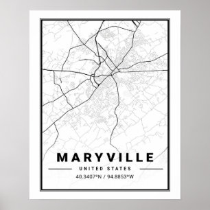 Maryville Tennessee USA Travel City Map Poster