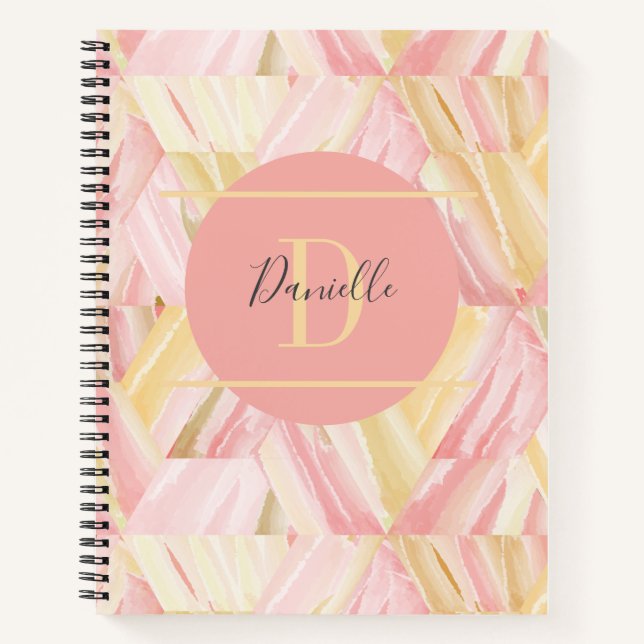 Marzipan & Wewak Pattern Abstract Monogram Name Notebook (Front)