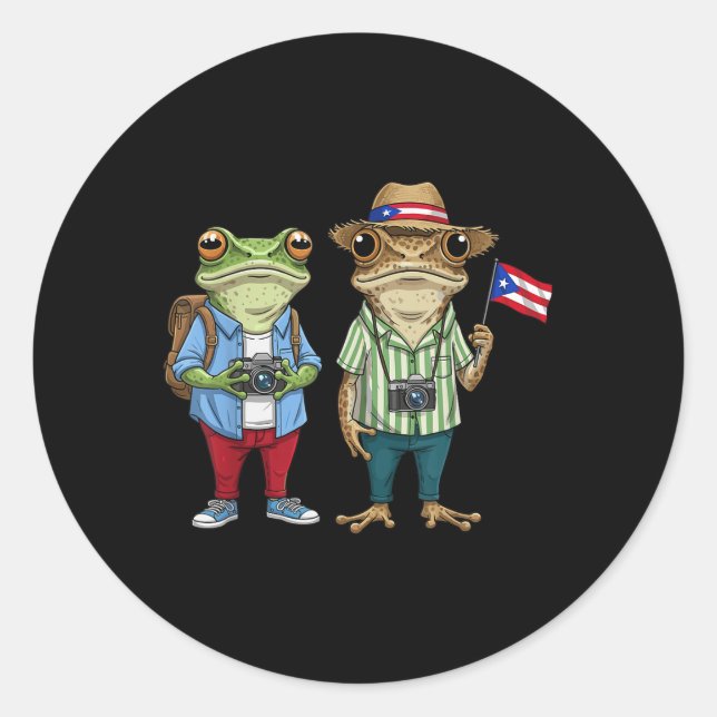 Más Fotos Puerto Rico Rican Flag Funny Sapo Concho Classic Round Sticker (Front)