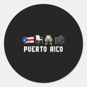Más Fotos Puerto Rico Rican Flag Funny Sapo Concho Classic Round Sticker