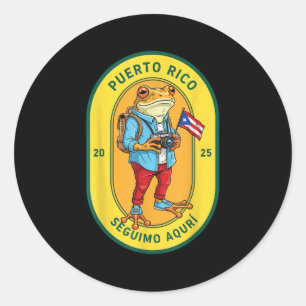 Más Fotos Puerto Rico Rican Flag Funny Sapo Concho Classic Round Sticker