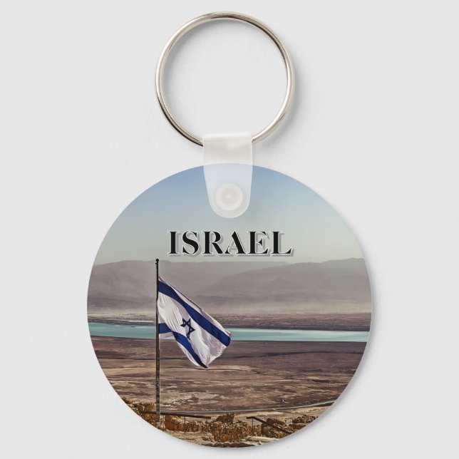 Masada View with Israeli Flag Key Ring (Front)