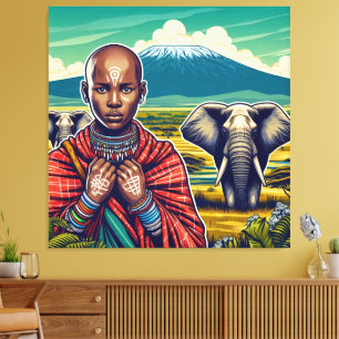 MASAI ART CANVAS WALL FRAME PRINT