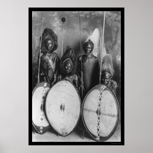 Masai Warriors Kenya, Africa 1920 Poster (Front)