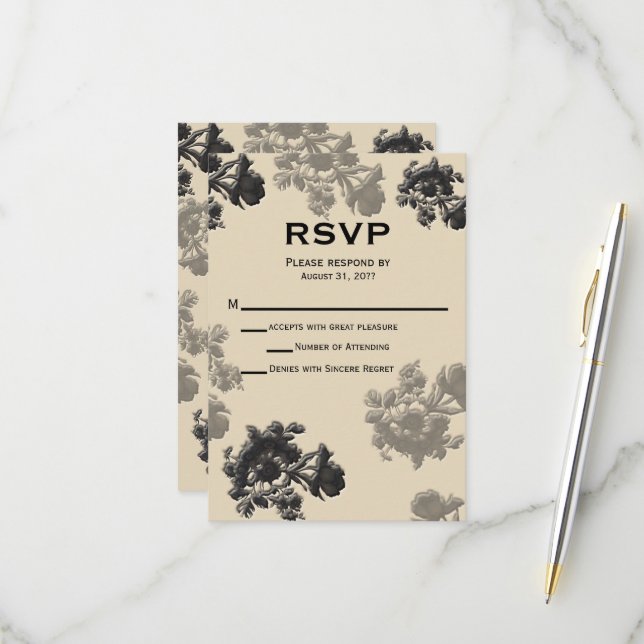 Masala Flora Wedding RSVP Card (Front/Back In Situ)