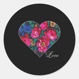 Masani Scarf Floral Heart Love Native American Classic Round Sticker
