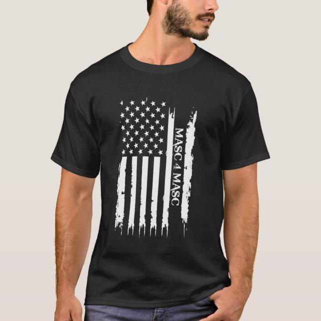 Masc 4 Masc United States Distressed w US Flag T-Shirt (Front)