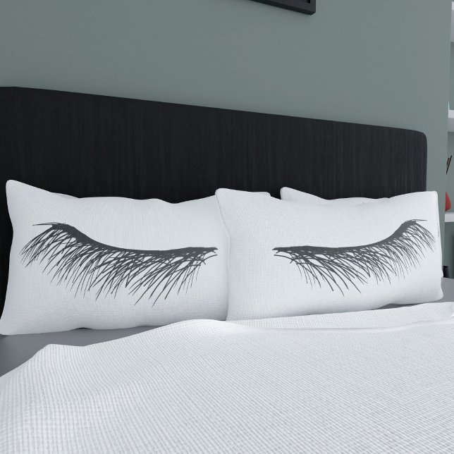 Mascara Lashes Eyes Asleep Black and White Eyelash Pillowcase (Long luscious lashes just like yours)
