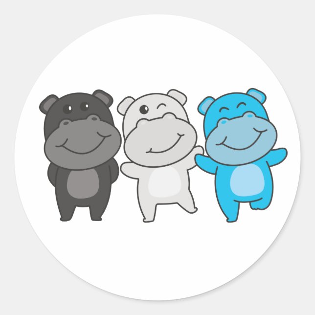 Mascic Flag Pride Lgbtq Cute Hippo Classic Round S Classic Round Sticker (Front)