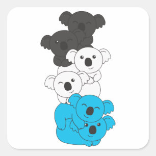 Mascic Flag Pride Lgbtq Cute Koala Pile Square Sti Sticker