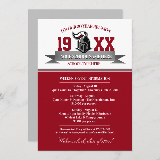 Mascot Banner Class Reunion Invitations (Front/Back)
