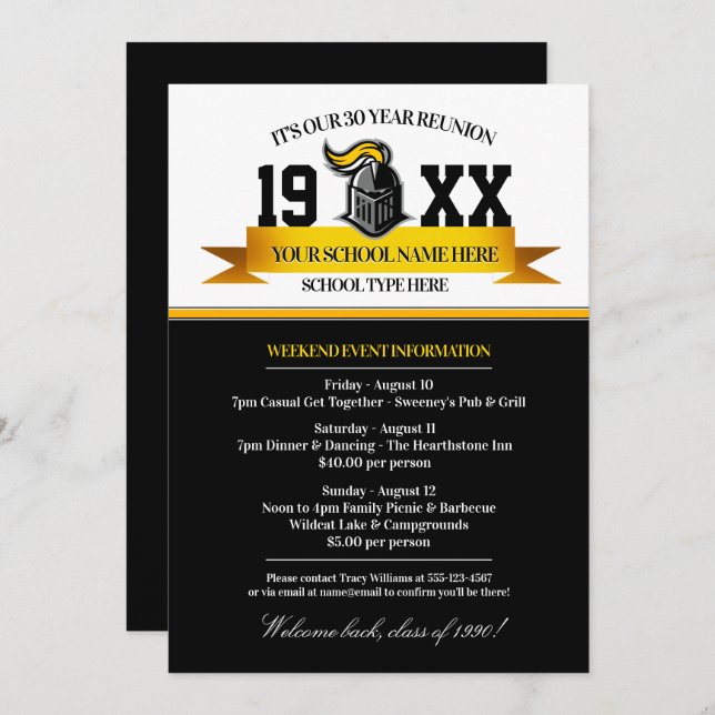 Mascot Banner Class Reunion Invitations (Front/Back)