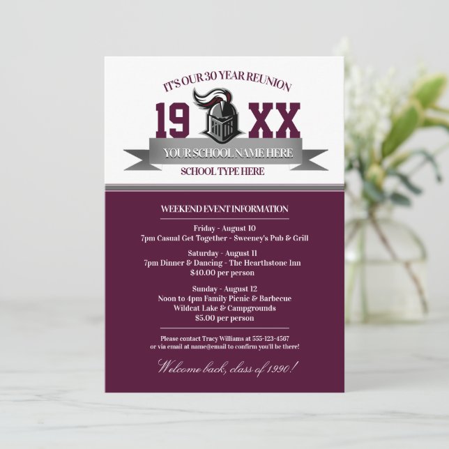 Mascot Banner Class Reunion Invitations (Standing Front)