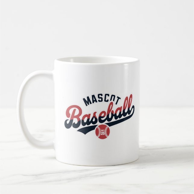 Mascot Baseball Retro Logo Coffee Mug (Left)