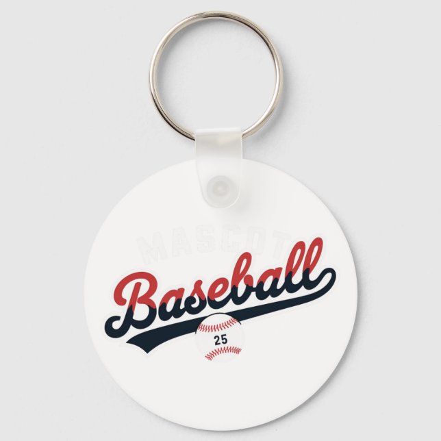 Mascot Baseball Retro Logo Key Ring (Front)