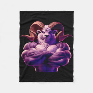 Mascular Ram Flexing Fan Lover Bodybuilding Cool G Fleece Blanket