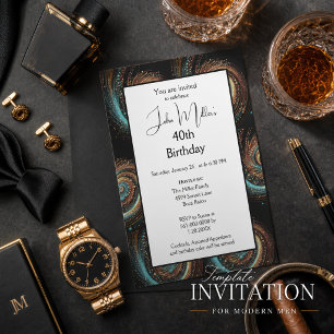Masculine 40th Birthday Dinner Party  Invitation