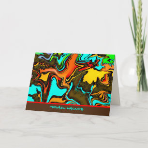 Masculine Abstract Brown Colourful Modern Blank Card