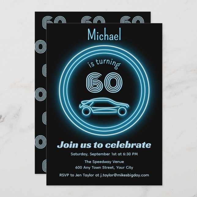 Masculine Age Milestone - Racecar Birthday Party Invitation (Front/Back)