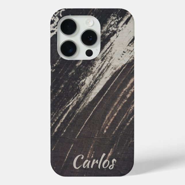 Masculine and Modern Black and Beige Paint Strokes Case-Mate iPhone Case (Back)