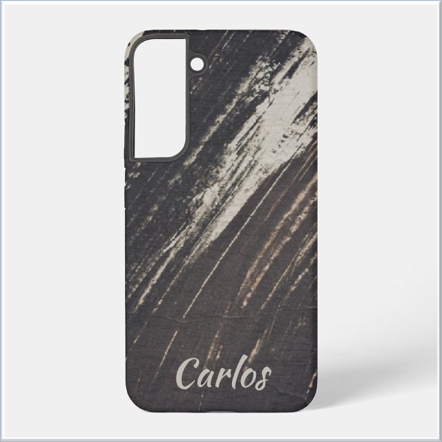 Masculine and Modern Black and Beige Paint Strokes Samsung Galaxy S22+ Case (Creator Uploaded)