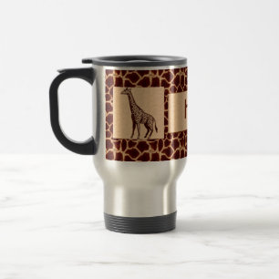 Masculine and Wild Giraffe with Name Travel Mug