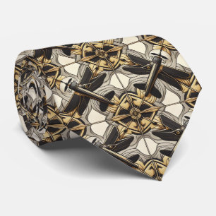 Masculine Black and Gold Aeroplane Jet Tie