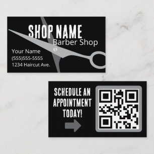 Masculine Black and Grey Barber Shop Business Card
