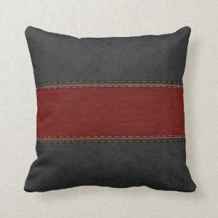 Masculine Black And Red Leather Cushion