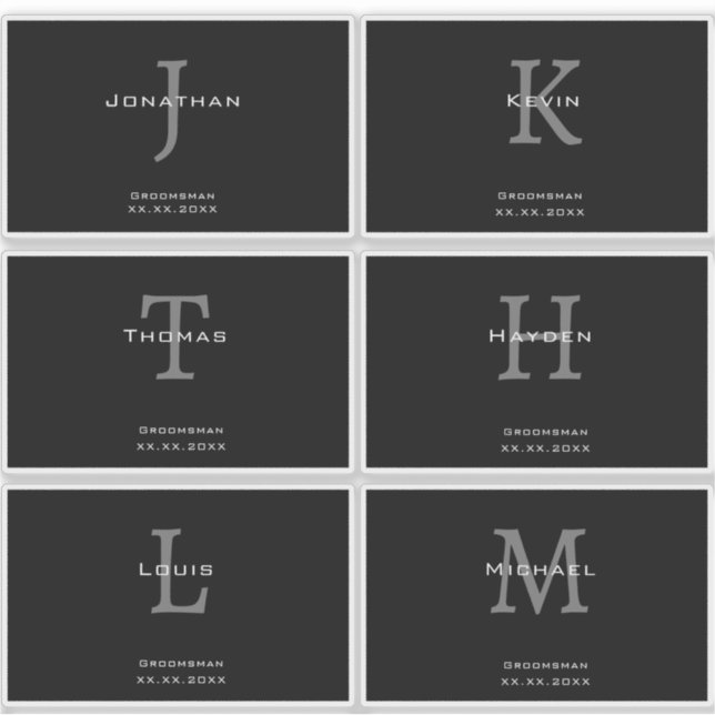 Masculine Black and White  Initial + Name Monogram (Front)
